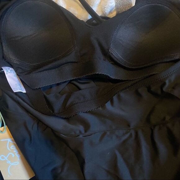 KANA Sol Black V Neck Padded Bra Swim Wear Top Neck Tie NWT - Picture 9 of 12